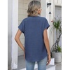 Zeagoo Button Down Shirts for Women Short Sleeve Tops V Neck Collar Blouses Business Casual Outfits(Navy Blue)