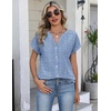 Zeagoo Button Down Shirts for Women Short Sleeve Tops V Neck Collar Blouses Business Casual Outfits(Tz273)