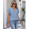 Zeagoo Button Down Shirts for Women Short Sleeve Tops V Neck Collar Blouses Business Casual Outfits(Tz273)