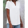 Zeagoo Button Down Shirts for Women Short Sleeve Tops V Neck Collar Blouses Business Casual Outfits(White)