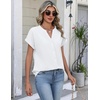 Zeagoo Button Down Shirts for Women Short Sleeve Tops V Neck Collar Blouses Business Casual Outfits(White)