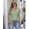Zeagoo Button Down Shirts for Women Short Sleeve Tops V Neck Collar Blouses Business Casual Outfits(Xh534)