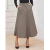 Zeagoo Plaid Skirts for Women Elastic Waist Aline Tartan Skirt with Pockets(Black Khaki)