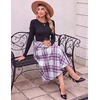 Zeagoo Plaid Skirts for Women Elastic Waist Aline Tartan Skirt with Pockets(Gw130)