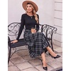 Zeagoo Plaid Skirts for Women Elastic Waist Aline Tartan Skirt with Pockets(Plaid Black)