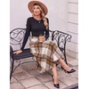 Zeagoo Plaid Skirts for Women Elastic Waist Aline Tartan Skirt with Pockets(Plaid Brown)