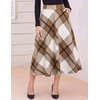 Zeagoo Plaid Skirts for Women Elastic Waist Aline Tartan Skirt with Pockets(Plaid Brown)