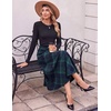 Zeagoo Plaid Skirts for Women Elastic Waist Aline Tartan Skirt with Pockets(Plaid Green)