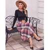 Zeagoo Plaid Skirts for Women Elastic Waist Aline Tartan Skirt with Pockets(Plaid Pink)