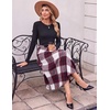 Zeagoo Plaid Skirts for Women Elastic Waist Aline Tartan Skirt with Pockets(Plaid Red)