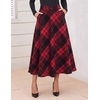 Zeagoo Plaid Skirts for Women Elastic Waist Aline Tartan Skirt with Pockets(Plaid Wine Red)