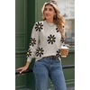 Zeagoo Sweaters for Women Fall Fashion 2025 Trendy Long Sleeve Turtleneck Pullover Lantern Knit Sweater Tops(Apricot-flower)
