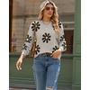 Zeagoo Sweaters for Women Fall Fashion 2025 Trendy Long Sleeve Turtleneck Pullover Lantern Knit Sweater Tops(Apricot-flower)