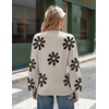 Zeagoo Sweaters for Women Fall Fashion 2025 Trendy Long Sleeve Turtleneck Pullover Lantern Knit Sweater Tops(Apricot-flower)