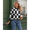 Zeagoo Sweaters for Women Fall Fashion 2025 Trendy Long Sleeve Turtleneck Pullover Lantern Knit Sweater Tops(Blackplaid)