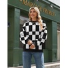 Zeagoo Sweaters for Women Fall Fashion 2025 Trendy Long Sleeve Turtleneck Pullover Lantern Knit Sweater Tops(Blackplaid)