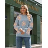 Zeagoo Sweaters for Women Fall Fashion 2025 Trendy Long Sleeve Turtleneck Pullover Lantern Knit Sweater Tops(Blue-flower)