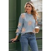 Zeagoo Sweaters for Women Fall Fashion 2025 Trendy Long Sleeve Turtleneck Pullover Lantern Knit Sweater Tops(Blue-flower)