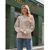 Zeagoo Sweaters for Women Fall Fashion 2025 Trendy Long Sleeve Turtleneck Pullover Lantern Knit Sweater Tops(Flower Khaki)