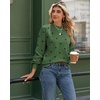 Zeagoo Sweaters for Women Fall Fashion 2025 Trendy Long Sleeve Turtleneck Pullover Lantern Knit Sweater Tops(Green Polka Dot)