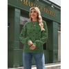 Zeagoo Sweaters for Women Fall Fashion 2025 Trendy Long Sleeve Turtleneck Pullover Lantern Knit Sweater Tops(Green Polka Dot)