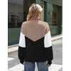 Zeagoo Sweaters for Women Fall Fashion 2025 Trendy Long Sleeve Turtleneck Pullover Lantern Knit Sweater Tops(Khaki Black)