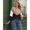 Zeagoo Sweaters for Women Fall Fashion 2025 Trendy Long Sleeve Turtleneck Pullover Lantern Knit Sweater Tops(Khaki Black)