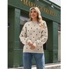 Zeagoo Sweaters for Women Fall Fashion 2025 Trendy Long Sleeve Turtleneck Pullover Lantern Knit Sweater Tops(Khaki Polka Dot)
