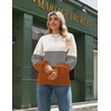 Zeagoo Sweaters for Women Fall Fashion 2025 Trendy Long Sleeve Turtleneck Pullover Lantern Knit Sweater Tops(Orange Striped)