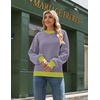 Zeagoo Sweaters for Women Fall Fashion 2025 Trendy Long Sleeve Turtleneck Pullover Lantern Knit Sweater Tops(Pink Striped)