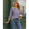 Zeagoo Sweaters for Women Fall Fashion 2025 Trendy Long Sleeve Turtleneck Pullover Lantern Knit Sweater Tops(Pink Striped)