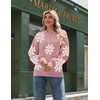 Zeagoo Sweaters for Women Fall Fashion 2025 Trendy Long Sleeve Turtleneck Pullover Lantern Knit Sweater Tops(Pink-flower)
