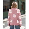 Zeagoo Sweaters for Women Fall Fashion 2025 Trendy Long Sleeve Turtleneck Pullover Lantern Knit Sweater Tops(Pink-flower)