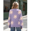 Zeagoo Sweaters for Women Fall Fashion 2025 Trendy Long Sleeve Turtleneck Pullover Lantern Knit Sweater Tops(Purple-flower)