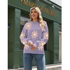 Zeagoo Sweaters for Women Fall Fashion 2025 Trendy Long Sleeve Turtleneck Pullover Lantern Knit Sweater Tops(Purple-flower)