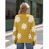 Zeagoo Sweaters for Women Fall Fashion 2025 Trendy Long Sleeve Turtleneck Pullover Lantern Knit Sweater Tops(Yellow-flower)