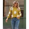 Zeagoo Sweaters for Women Fall Fashion 2025 Trendy Long Sleeve Turtleneck Pullover Lantern Knit Sweater Tops(Yellow-flower)