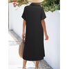 Zeagoo Women Dresses Summer Casual Short Sleeve Button Down Shirt Dresses 2026 Beach Cover Up with Pockets(A01-black)