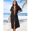 Zeagoo Women Dresses Summer Casual Short Sleeve Button Down Shirt Dresses 2026 Beach Cover Up with Pockets(A01-black)