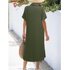 Zeagoo Women Dresses Summer Casual Short Sleeve Button Down Shirt Dresses 2026 Beach Cover Up with Pockets(A02-army Green)