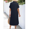 Zeagoo Women Dresses Summer Casual Short Sleeve Button Down Shirt Dresses 2026 Beach Cover Up with Pockets(A03-navy Blue)