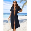 Zeagoo Women Dresses Summer Casual Short Sleeve Button Down Shirt Dresses 2026 Beach Cover Up with Pockets(A03-navy Blue)