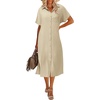 Zeagoo Women Dresses Summer Casual Short Sleeve Button Down Shirt Dresses 2026 Beach Cover Up with Pockets(B-apricot)