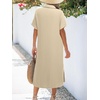 Zeagoo Women Dresses Summer Casual Short Sleeve Button Down Shirt Dresses 2026 Beach Cover Up with Pockets(B-apricot)