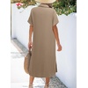 Zeagoo Women Dresses Summer Casual Short Sleeve Button Down Shirt Dresses 2026 Beach Cover Up with Pockets(Beige)