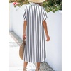 Zeagoo Women Dresses Summer Casual Short Sleeve Button Down Shirt Dresses 2026 Beach Cover Up with Pockets(Black+white Stripe)
