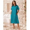 Zeagoo Women Dresses Summer Casual Short Sleeve Button Down Shirt Dresses 2026 Beach Cover Up with Pockets(Blue)