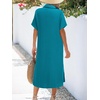 Zeagoo Women Dresses Summer Casual Short Sleeve Button Down Shirt Dresses 2026 Beach Cover Up with Pockets(Blue)