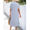Zeagoo Women Dresses Summer Casual Short Sleeve Button Down Shirt Dresses 2026 Beach Cover Up with Pockets(Blue+white Stripe)