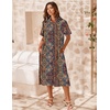 Zeagoo Women Dresses Summer Casual Short Sleeve Button Down Shirt Dresses 2026 Beach Cover Up with Pockets(Boho Print)